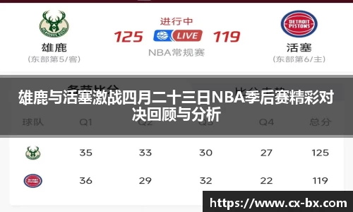 雄鹿与活塞激战四月二十三日NBA季后赛精彩对决回顾与分析